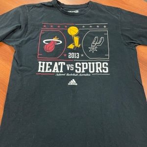 Adidas black 2013 Heat VS Spurs shirt. Size large
